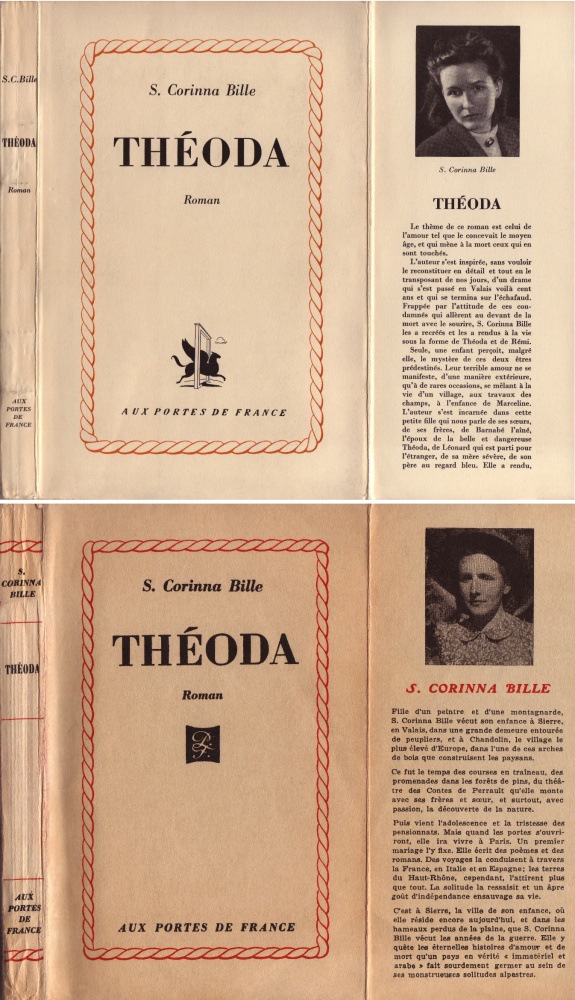 Théoda, nella sua doppia copertina originale, ovvero quella delle « Portes de France » nell’edizione svizzera (Porrentruy) del 1944 (in alto) e quella dell’edizione francese (Parigi) del 1946 (in basso).